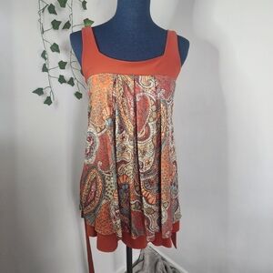 JW Maternity Paisley Tunic Tank Top with Belt